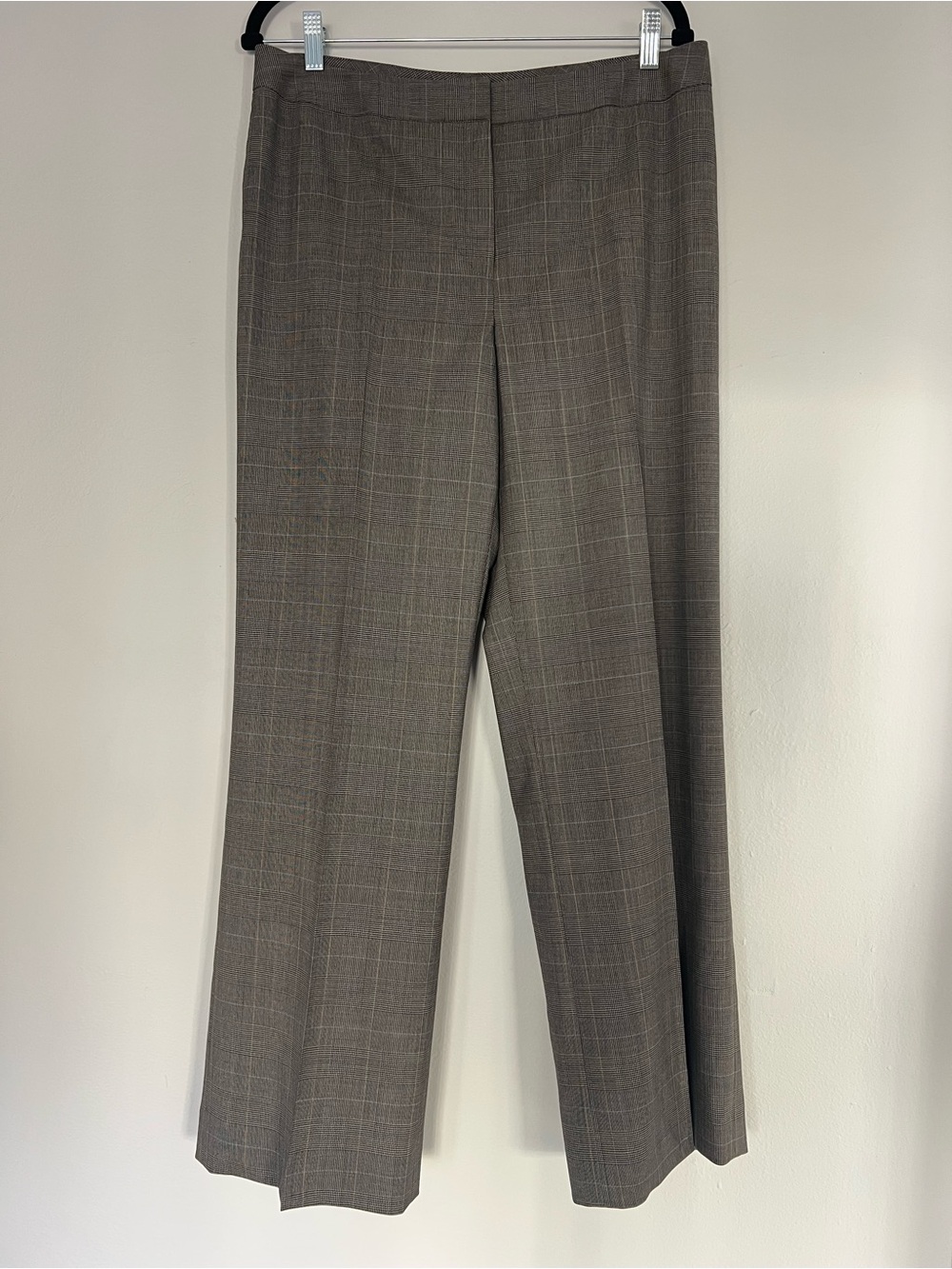 Lafayette 148 Menswear Wool Stretch Gray Plaid Straight-Leg Dress Pants Sz 12